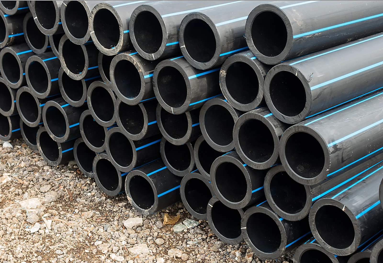 Tuberías HDPE negras con franjas azules para minería e industria
